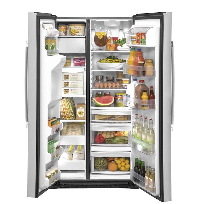 GE 21.8-cu ft Stainless Steel Counter-Depth Side-by-Side Refrigerator with Ice Maker