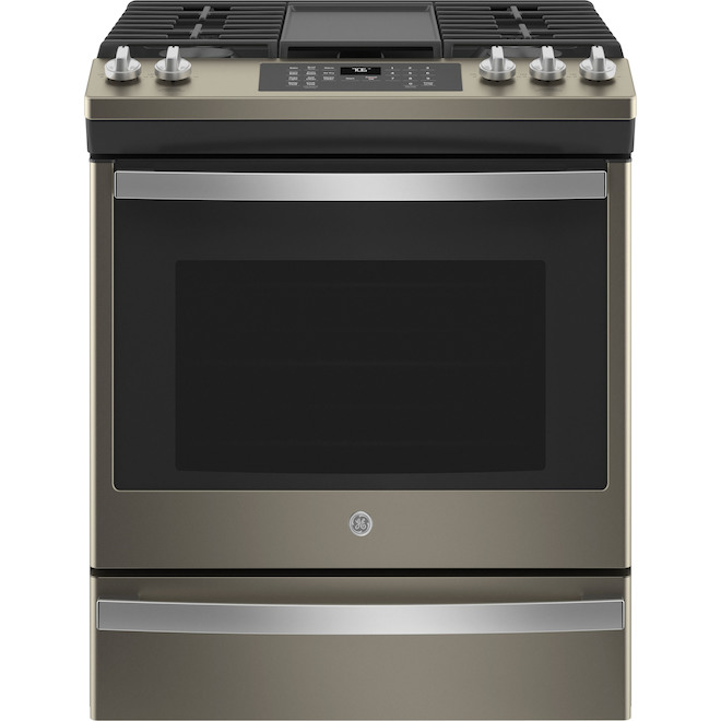 GE 30-in Slide-In Gas Range with True Convection - 5.6 cu ft - Slate