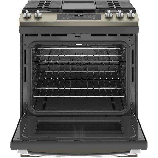 GE 30-in Slide-In Gas Range with True Convection - 5.6 cu ft - Slate