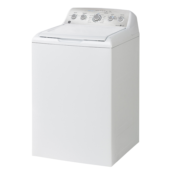 GE White 4.9 cu ft Top Load Washer with SaniFresh Cycle