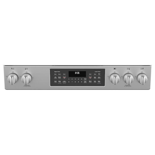 Cuisinière à gaz double GE 30 po avec convection, 5 brûleurs, acier inoxydable