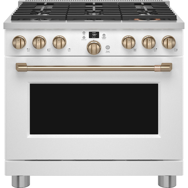 GE Café 6-Burner Steam-Cleaning Convection Gas Range (White) (36-in)