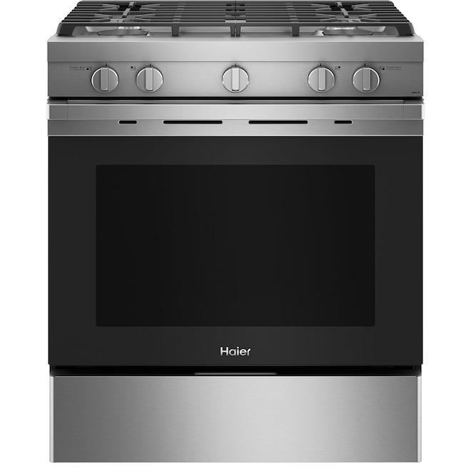 Haier 4Burner 5.6cu. ft. 30in SlideIn Gas Range with Steam Cleaning