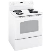 Cuisinière électrique GE avec 4 éléments à serpentins, 30 po, blanc