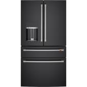 Café Smart 36-in Double Drawer French-Door Refrigerator - Water and Ice Dispenser - 27.8-cu.ft. - Matte Black