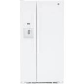 GE 33-in Side-by-Side Refrigerator with Water Dispenser - 23.2-cu. ft. - White
