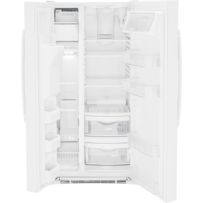 GE 33-in Side-by-Side Refrigerator with Water Dispenser - 23.2-cu. ft ...