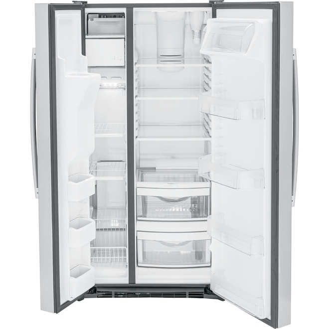 GE Side-by-Side 23-cu.ft. Refrigerator Stainless Steel with Water ...