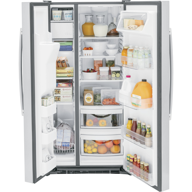 GE Side-by-Side 23-cu.ft. Refrigerator Stainless Steel with Water Dispenser