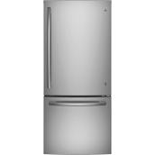 GE 20.9-cu.ft. Bottom Freezer Refrigerator - Fingerprint Resistant Stainless Steel
