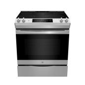 GE 30-in Smooth Surface 4-Element Steam Cleaning 5.7-Ft³ Oven Slide-In Electric Range Stainless Steel