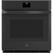 GE Self and Steam Cleaning - Single Fan European Convection Single Wall Oven Black 27-in