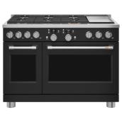 GE Café 48-in Smart Dual-Fuel Commercial-Style Range with No-Preheat Air Fry - Double Oven - Matte Black