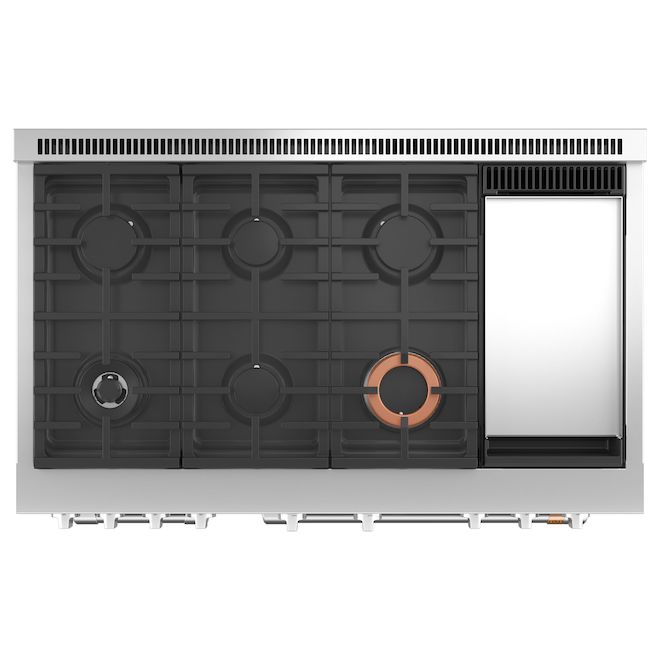 GE Café 48-in Smart Dual-Fuel Commercial-Style Range with No-Preheat Air Fry - Double Oven - Matte Black