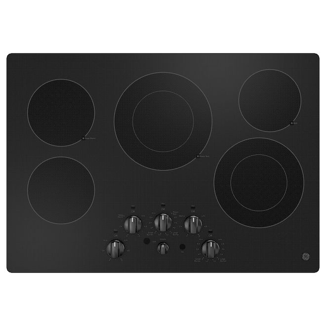 Surface de cuisson électrique encastrée 30 po GE, commande par bouton, noire