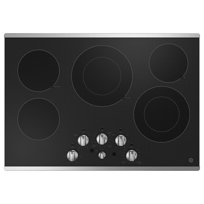 Table de cuisson électrique encastrée 30 po GE, commande par bouton, acier inoxydable