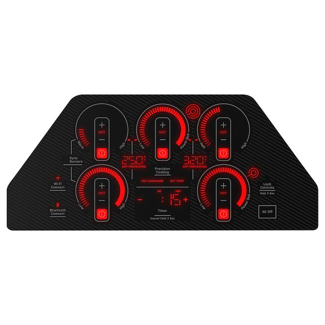 Table de cuisson électrique encastrée à commandes tactiles 36 po GE Profile, noire, 5 éléments