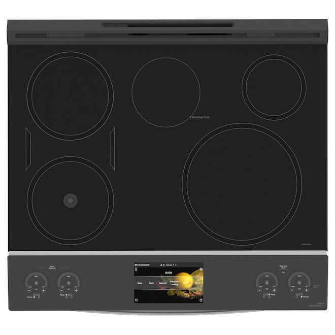 Cuisinière à induction intelligente de 30 po GE Profile, acier inoxydable, 5 éléments, friture à air