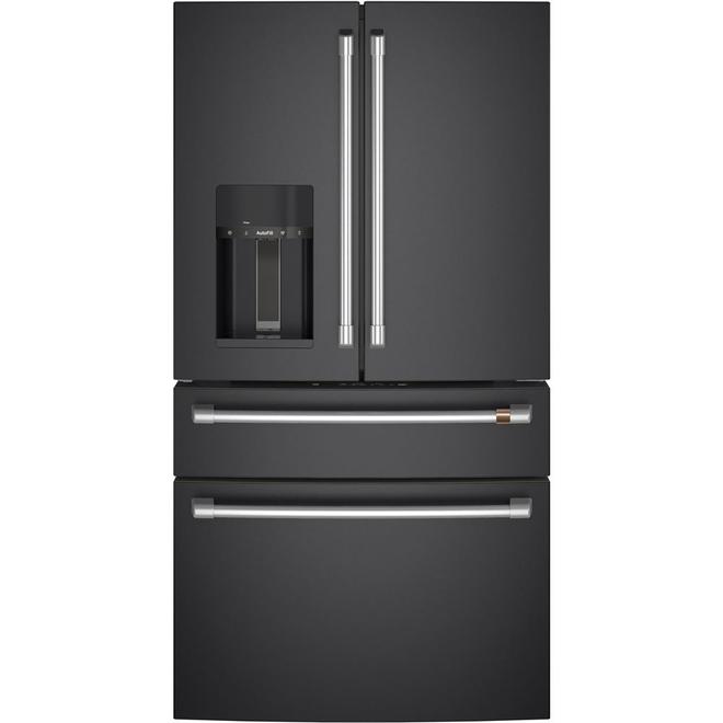 Café 36-in Matte Black Bottom-Freezer 4-Door Refrigerator - External Filtered Water Dispenser