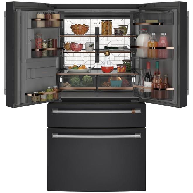 Café 36-in Matte Black Bottom-Freezer 4-Door Refrigerator - External Filtered Water Dispenser