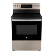 GE 30-in Slate Freestanding Electric Range with Steam Self-Cleaning 5-ft³ Convection Oven