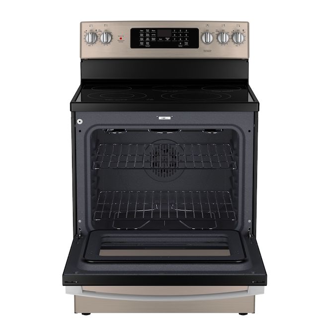 GE 30-in Slate Freestanding Electric Range with Steam Self-Cleaning 5-ft³ Convection Oven