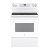 GE 30-in White 4-Element Freestanding Electric Range with Steam Self-Cleaning 5-ft³ Convection Oven