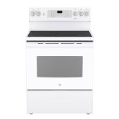 GE 30-in White Freestanding Electric Range with 5 Elements and Self-Cleaning 5-ft³ Convection Oven