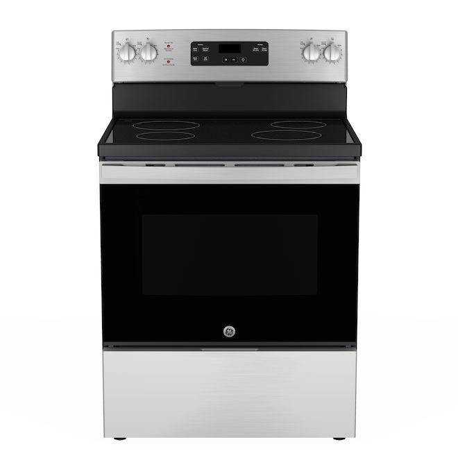 GE 30-In Smooth Surface 4-Elements 5-ft³ Oven Freesdtanding Electric Range Stainless Steel