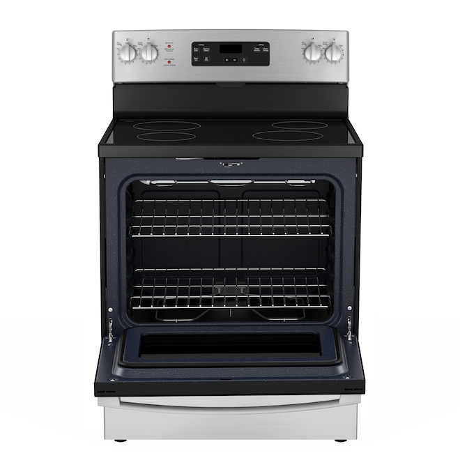 GE 30-In Smooth Surface 4-Elements 5-ft³ Oven Freesdtanding Electric Range Stainless Steel