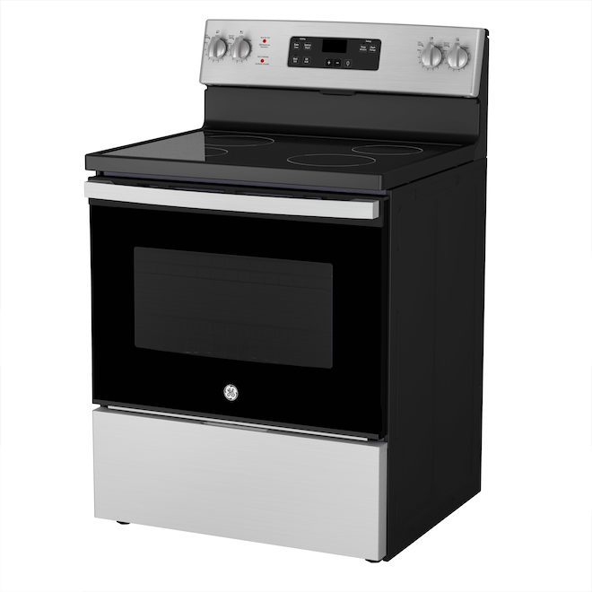 GE 30-In Smooth Surface 4-Elements 5-ft³ Oven Freesdtanding Electric Range Stainless Steel