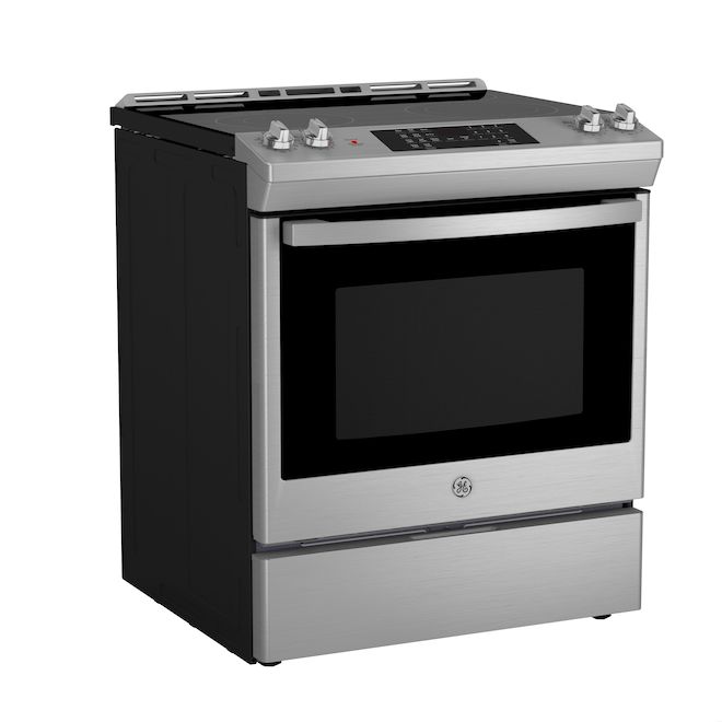 GE 30-In Smooth Surface 4-Elements 5-ft³ Self-Clean Air Fry Convection Oven Slide-In Electric Range Stainless Steel