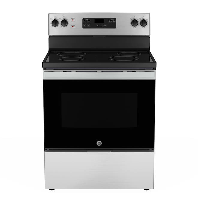 GE 30-In 4-Element Smooth Surface 5-Ft³ Self-Cleaning Oven Freestanding Electric Range Stainless Steel