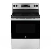 GE 30-In 4-Element Smooth Surface 5-Ft³ Self-Cleaning Oven Freestanding Electric Range Stainless Steel