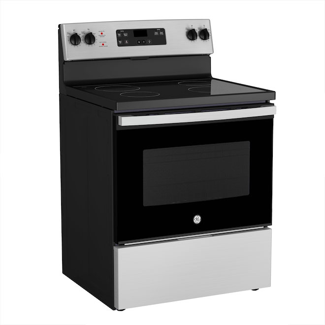 GE 30-In 4-Element Smooth Surface 5-Ft³ Self-Cleaning Oven Freestanding Electric Range Stainless Steel