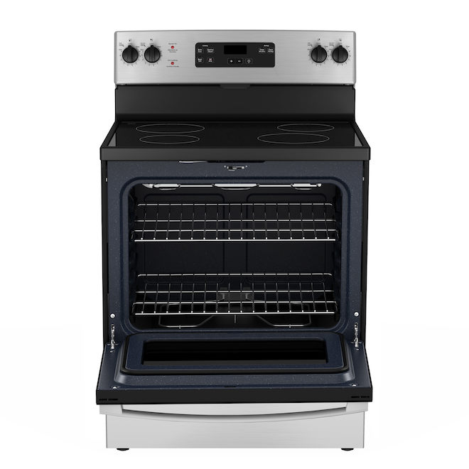 GE 30-In 4-Element Smooth Surface 5-Ft³ Self-Cleaning Oven Freestanding Electric Range Stainless Steel