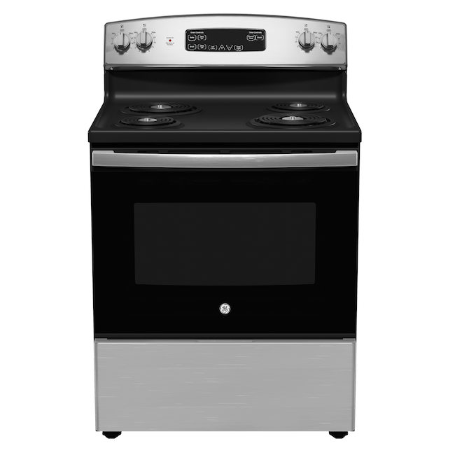 GE 30-In Coil Surface 4-Element 5-Ft³ Manual Cleaning Oven Freestanding Electric Range Stainless Steel