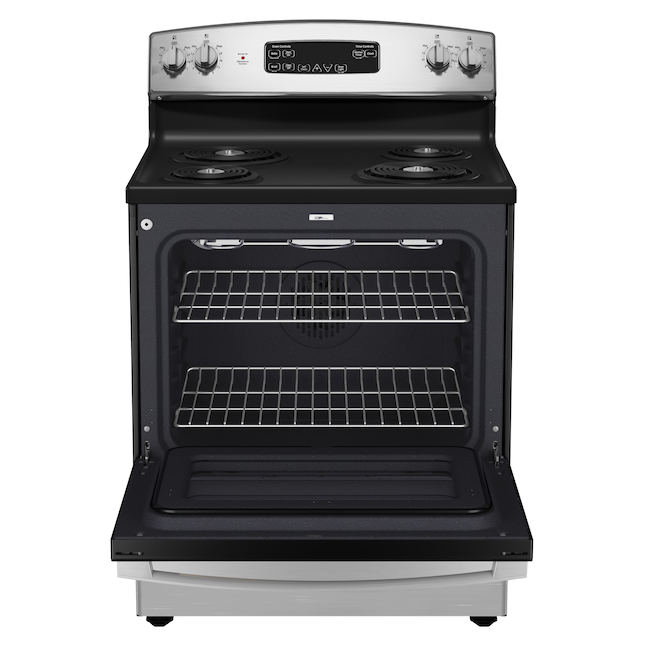 GE 30-In Coil Surface 4-Element 5-Ft³ Manual Cleaning Oven Freestanding Electric Range Stainless Steel