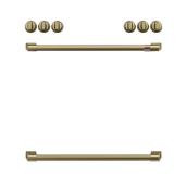 Café 30-In Induction Range Brushed Brass Knobs and Handles - 8 Pieces