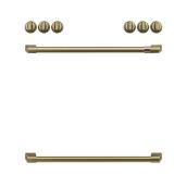 Café 30-In Induction Range Brushed Brass Knobs and Handles - 8 Pieces