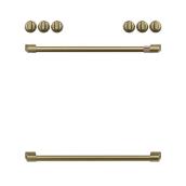 Café 30-In Induction Range Brushed Brass Knobs and Handles - 8 Pieces