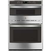 GE 30-in Self-Clean with Steam Microwave Wall Oven Combo in Stainless Steel