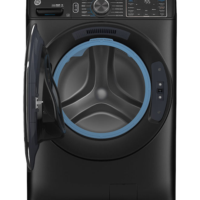 GE 5-ft³ Stackable Reversible Side Swing Smart Front-Load Washer - Black