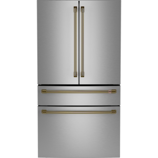 Café 23.2-ft³ 2-Drawer Counter Depth French-Door Refrigerator with Water/Ice Internal Dispenser - Stainless Steel
