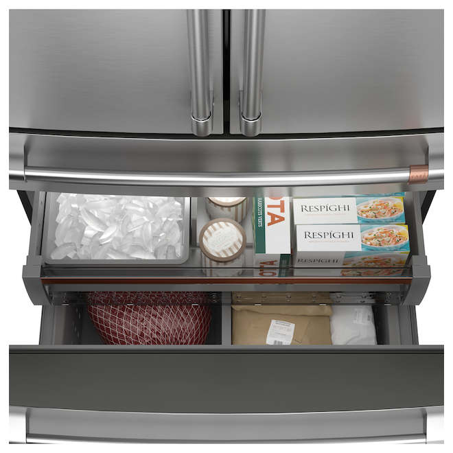 Café 23.2-ft³ 2-Drawer Counter Depth French-Door Refrigerator with Water/Ice Internal Dispenser - Stainless Steel