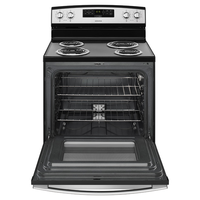 Amana 30-in Freestanding Electric Range  - Black and Stainless Steel - Bake Assist Temps