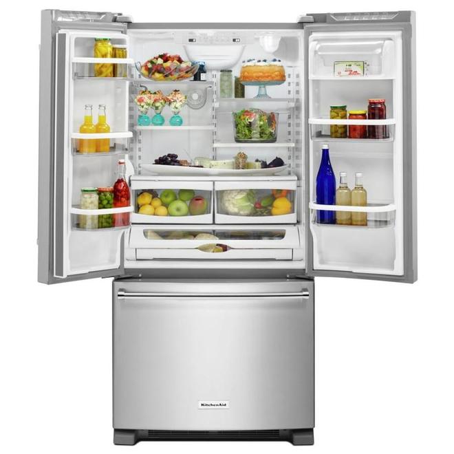 KitchenAid 33-in Standard Depth French Door Refrigerator 22-Ft³ Ice Maker Stainless Steel ENERGY STAR®