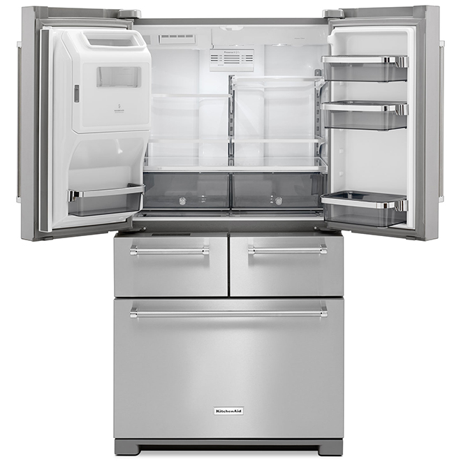 KitchenAid Refrigerator with 5 Doors - 36-in - In-Door-Ice System - 25.8-cu ft - Stainless Steel