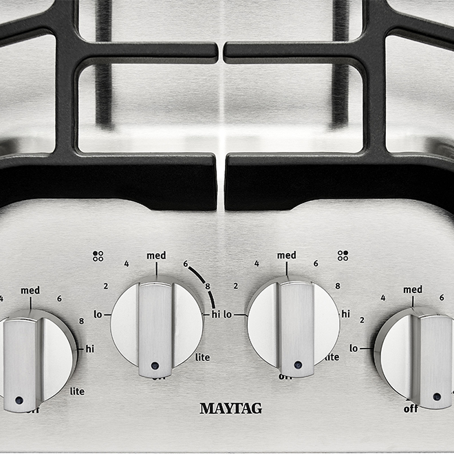 Maytag Gas Cooktop - 4 Burners - 30-inch - 15,000 BTU - Stainless Steel