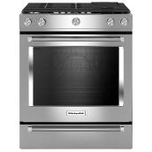 KitchenAid Slide-In Dual-Fuel Convection Range  - 30-in - 7.1-cu ft - 5 Burners - Stainless Steel
